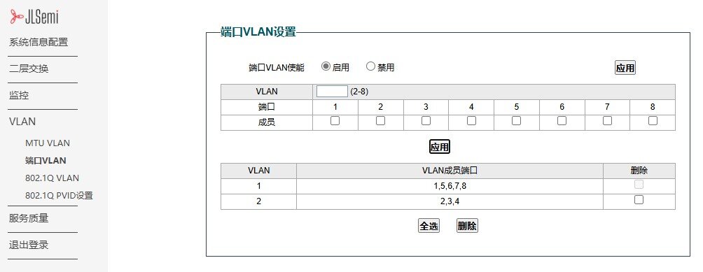 端口 VLAN 配置示例